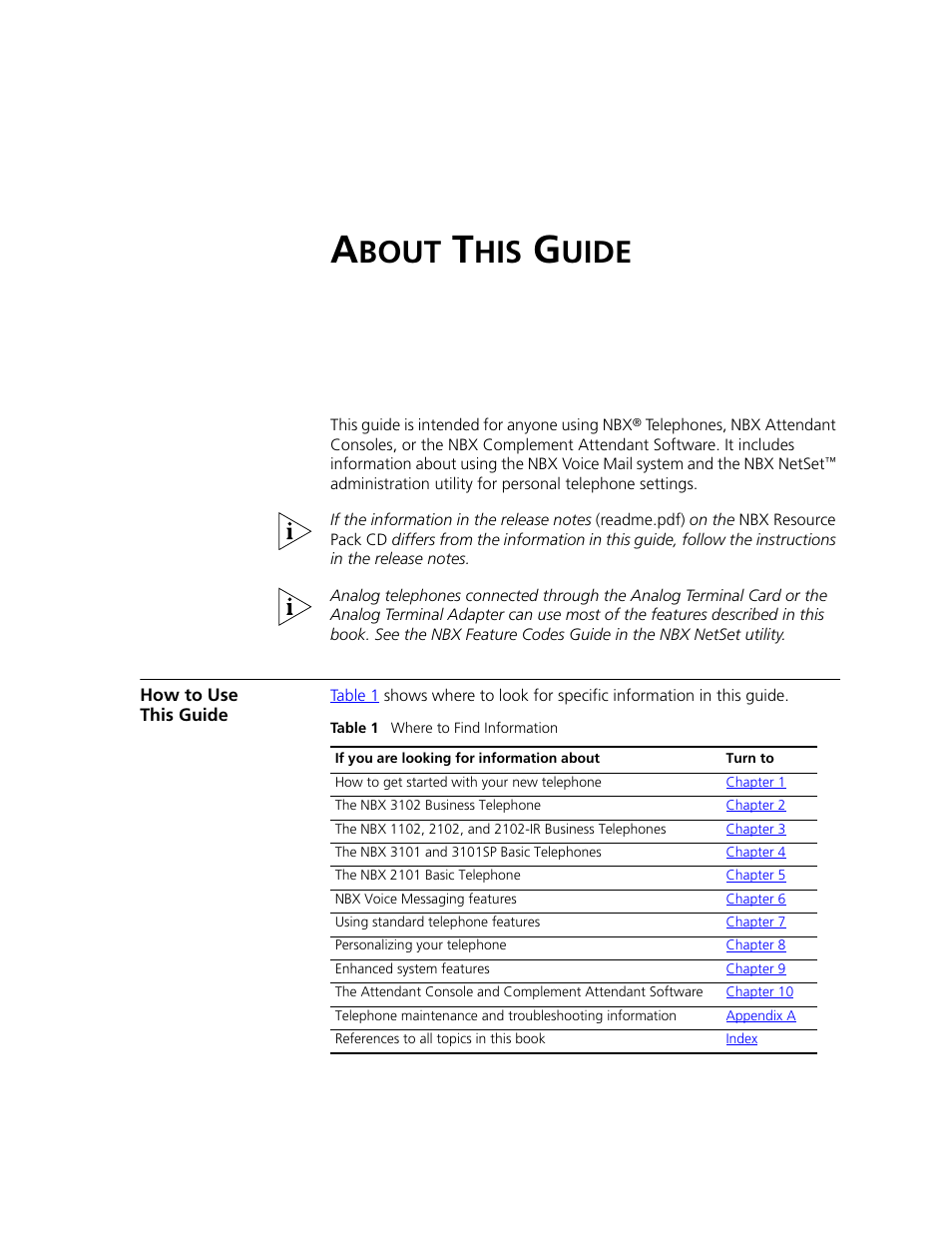 About this guide, Bout, Uide | How to use this guide | 3Com NBX 3101 User Manual | Page 9 / 126