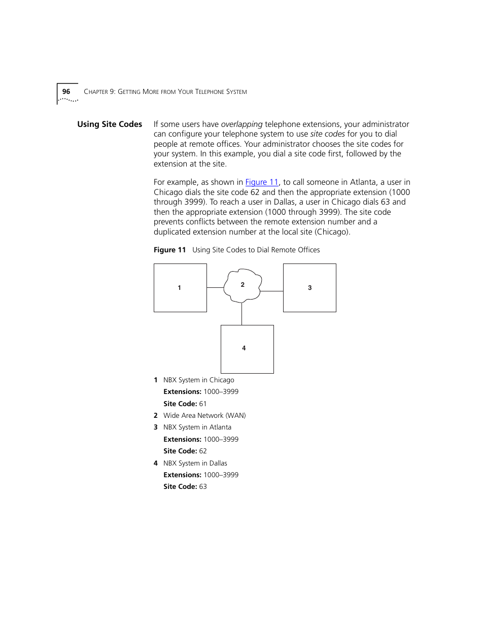 Using site codes | 3Com NBX 3101 User Manual | Page 96 / 126