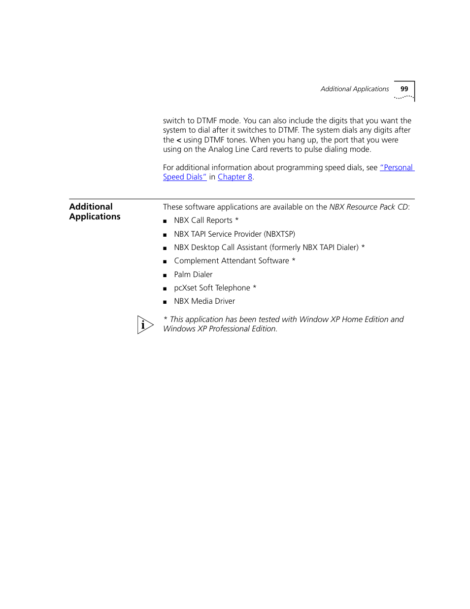 Additional applications | 3Com NBX 3101 User Manual | Page 99 / 126