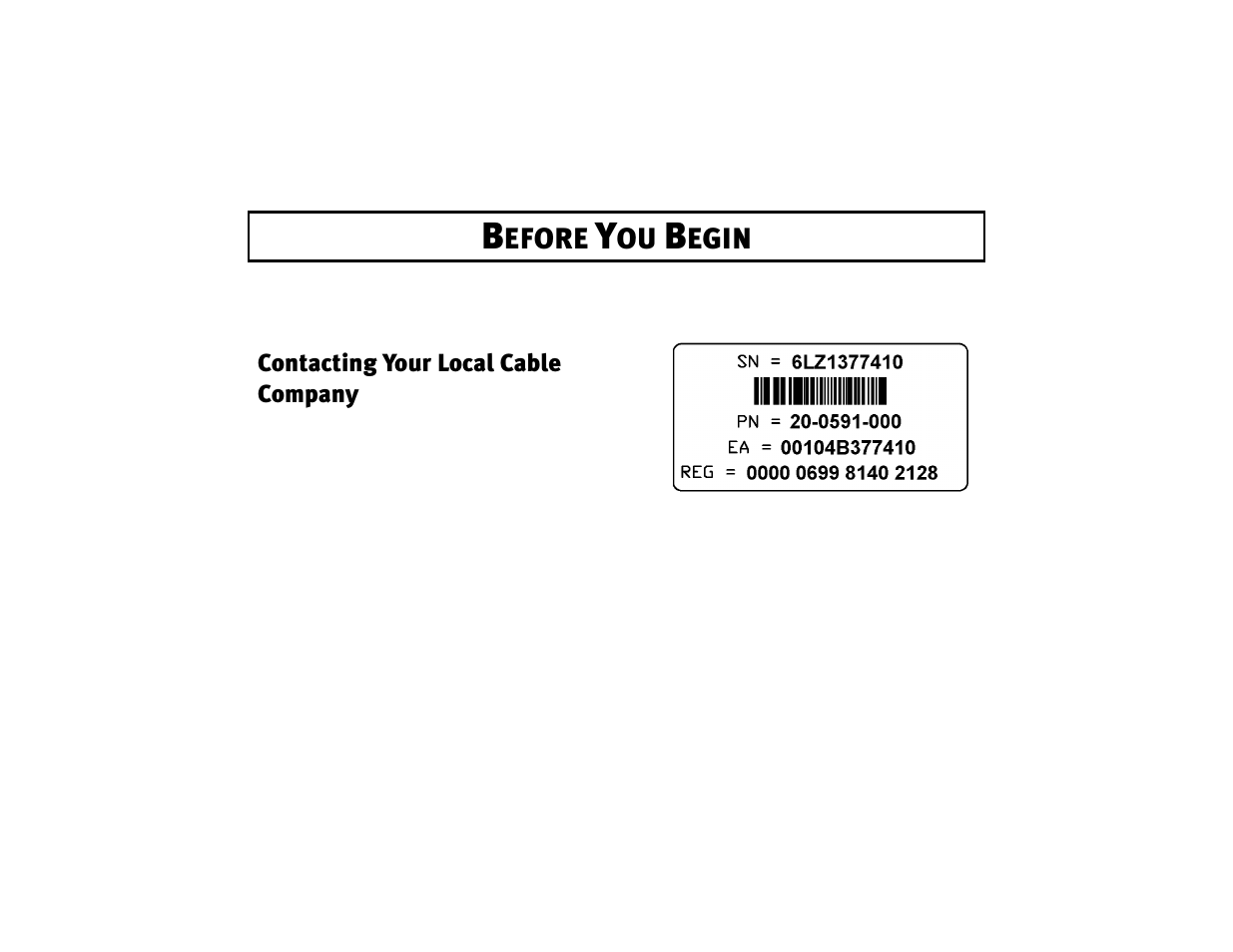 Before you begin 3, Contacting your local cable company 3, Efore | Egin | 3Com 2940 User Manual | Page 6 / 40