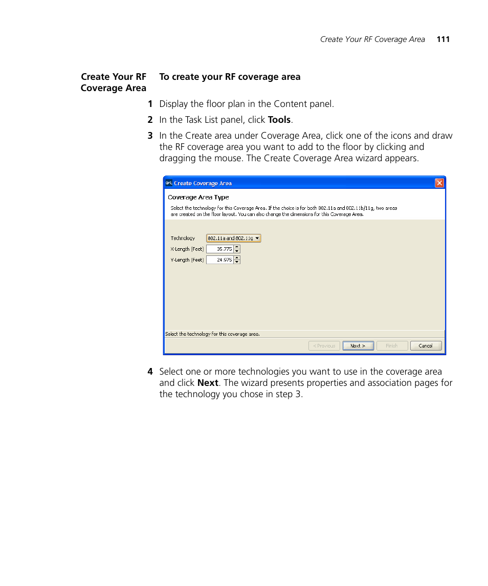 Create your rf coverage area | 3Com Wireless LAN Controller WX2200 User Manual | Page 111 / 204