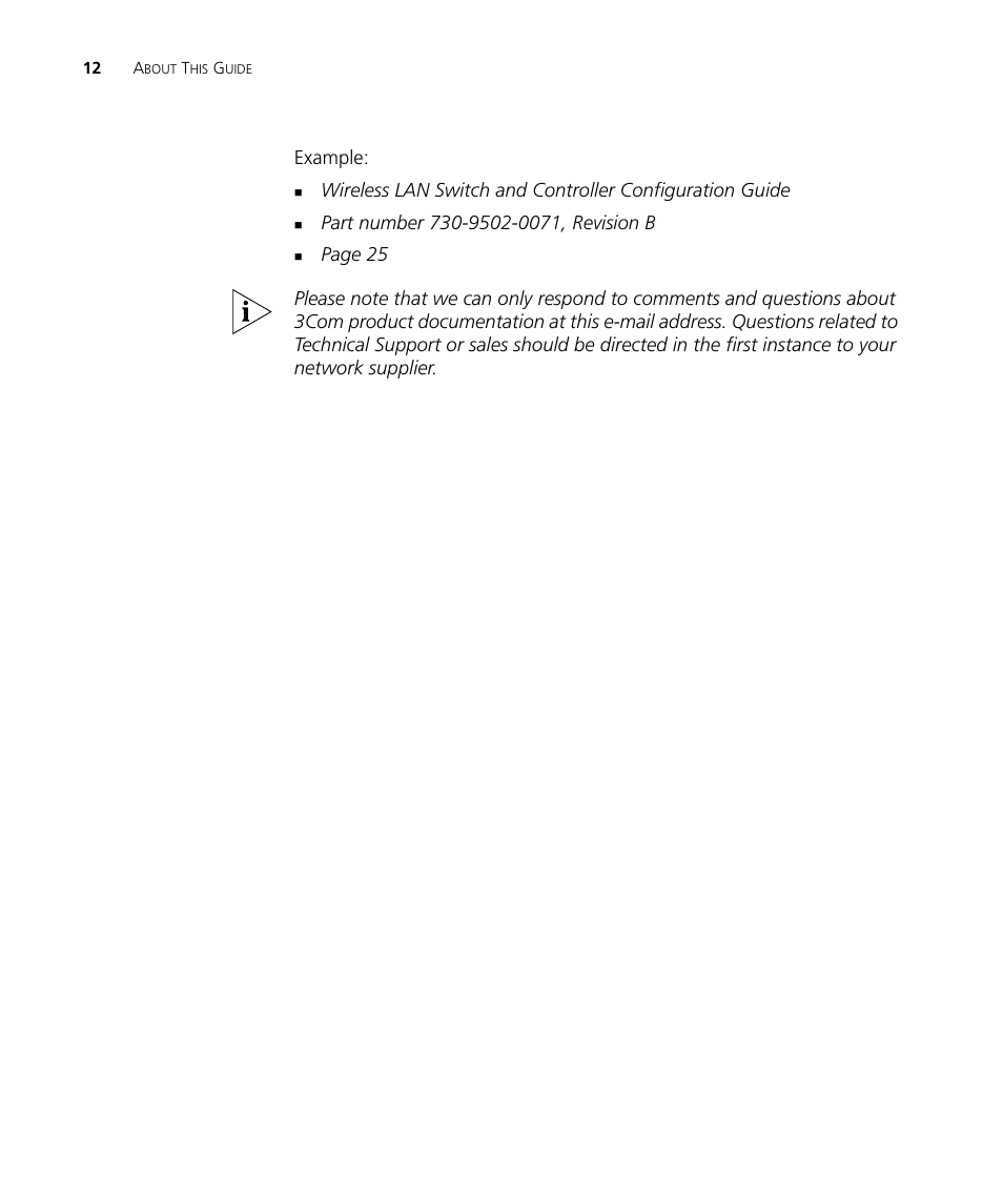 Example | 3Com Wireless LAN Controller WX2200 User Manual | Page 12 / 204