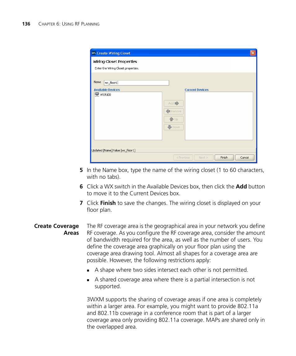 Create coverage areas | 3Com Wireless LAN Controller WX2200 User Manual | Page 136 / 204