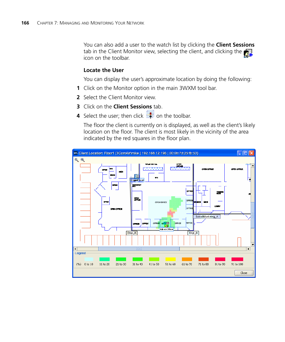 Locate the user | 3Com Wireless LAN Controller WX2200 User Manual | Page 166 / 204
