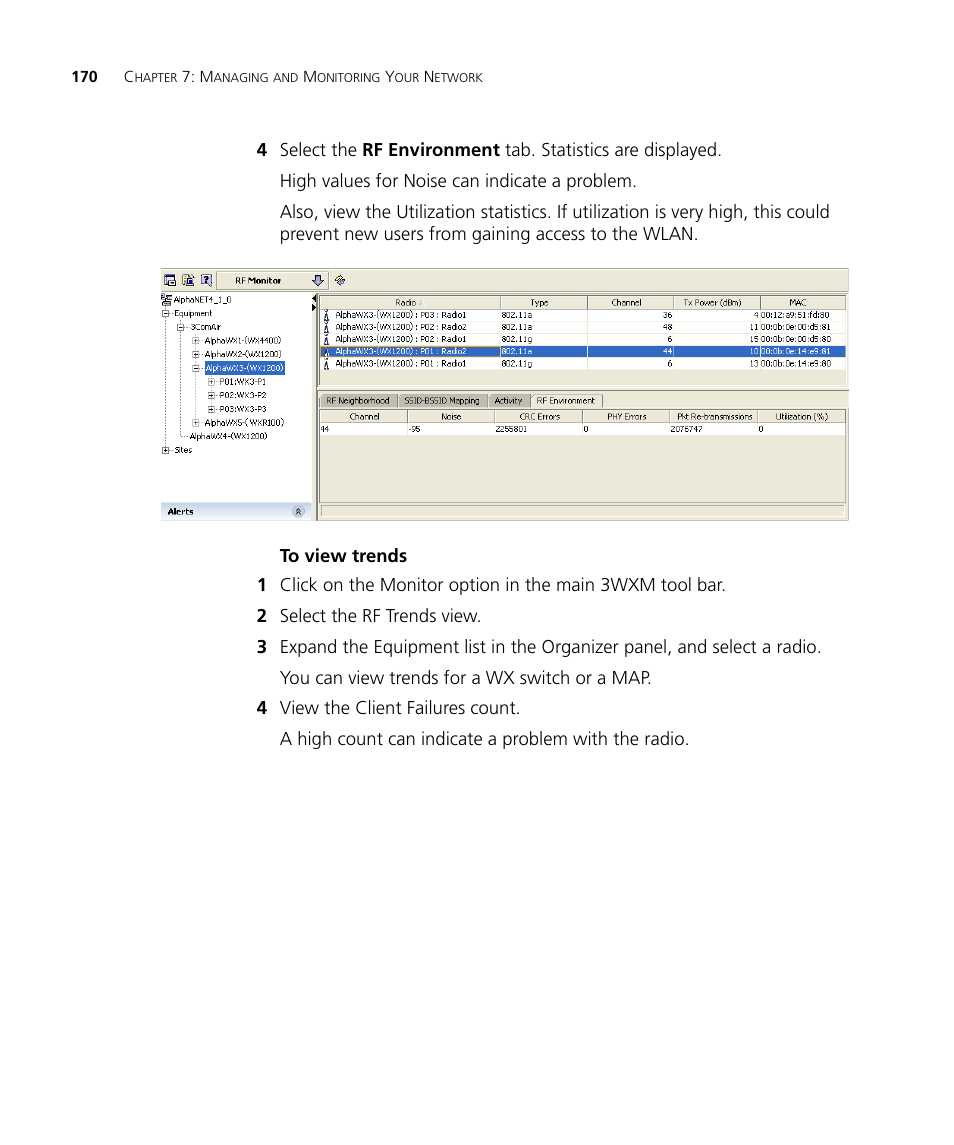 To view trends | 3Com Wireless LAN Controller WX2200 User Manual | Page 170 / 204