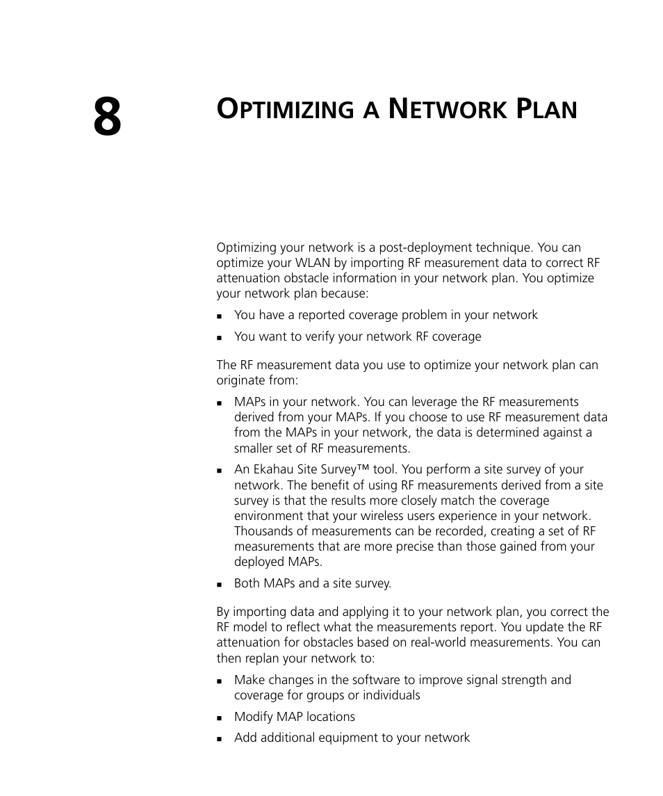 Optimizing a network plan, Ptimizing, Etwork | 3Com Wireless LAN Controller WX2200 User Manual | Page 179 / 204