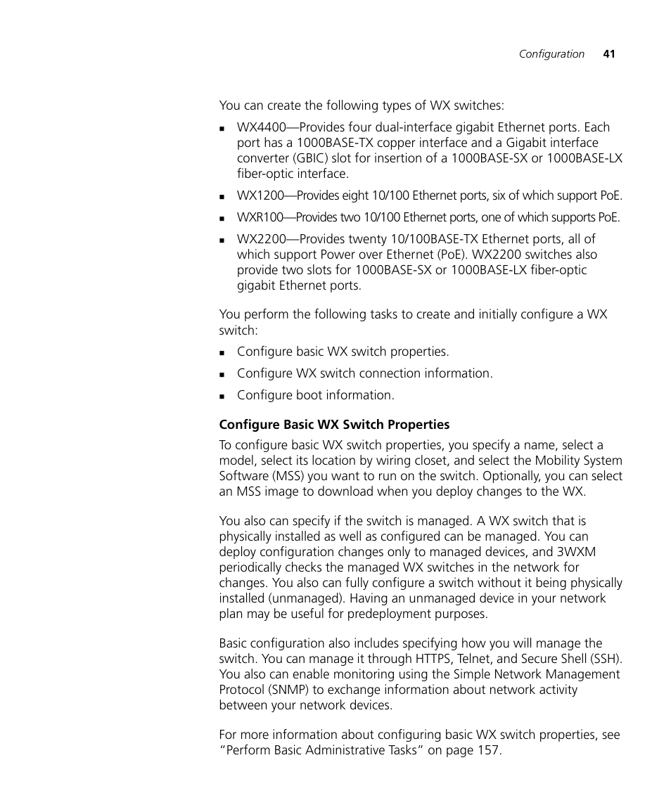 Configure basic wx switch properties | 3Com Wireless LAN Controller WX2200 User Manual | Page 41 / 204