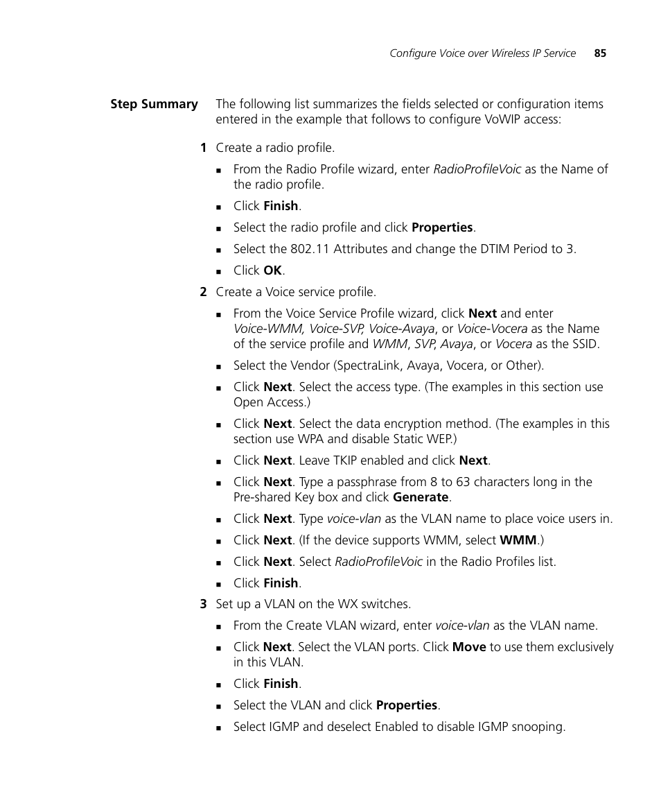 Step summary | 3Com Wireless LAN Controller WX2200 User Manual | Page 85 / 204