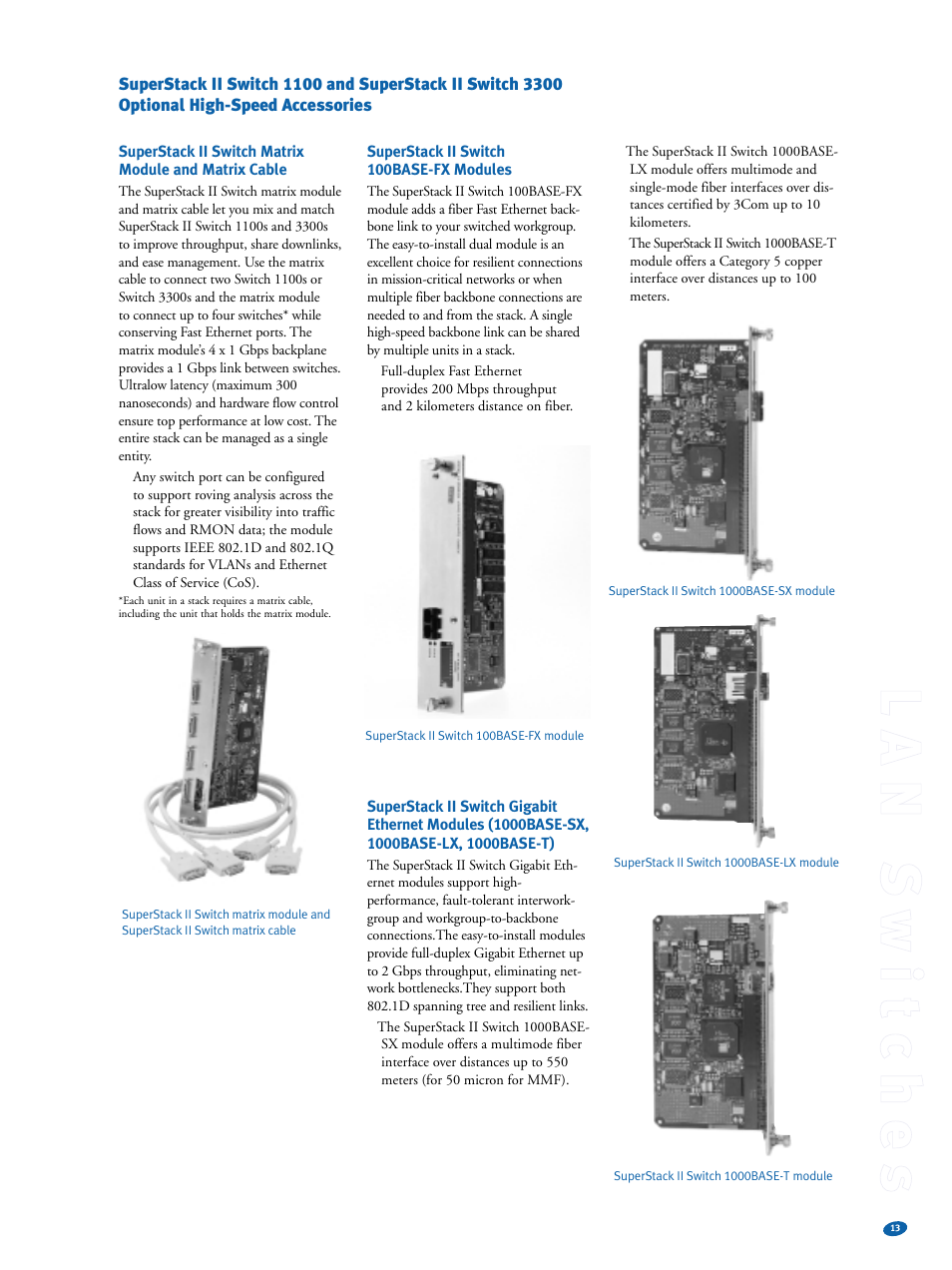 Ll aa nn ss ww ii tt cc hh ee ss | 3Com Switches User Manual | Page 13 / 28