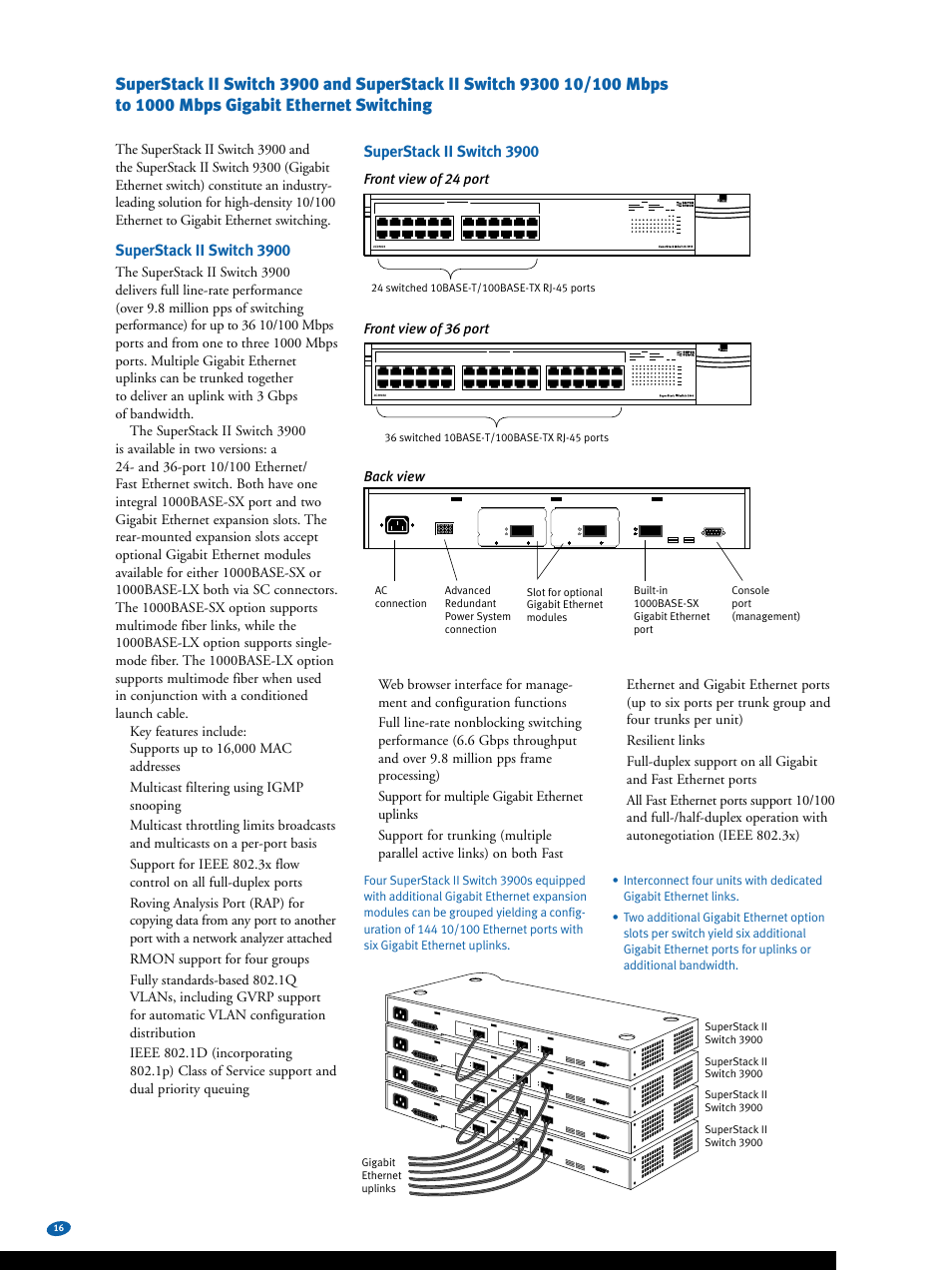 Superstack ii switch 3900 | 3Com Switches User Manual | Page 16 / 28