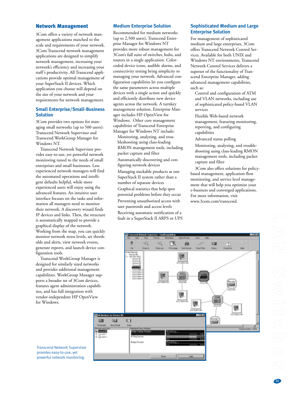 Ll aa nn ss ww ii tt cc hh ee ss | 3Com Switches User Manual | Page 21 / 28