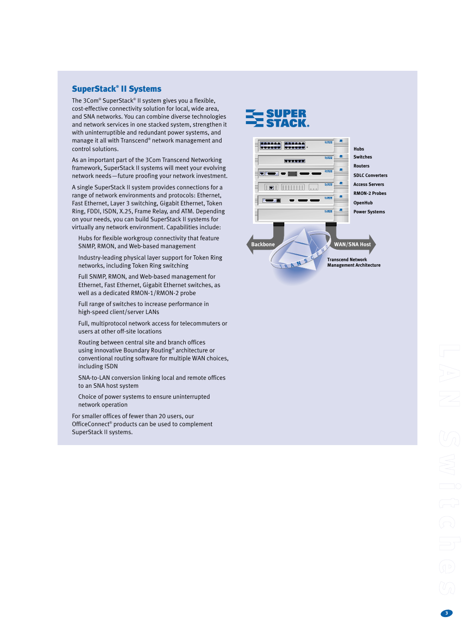 Ll aa nn ss ww ii tt cc hh ee ss | 3Com Switches User Manual | Page 3 / 28