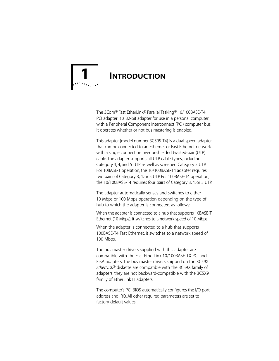 Introduction, Ntroduction | 3Com 10/100BASE-T4 PCI User Manual | Page 12 / 72