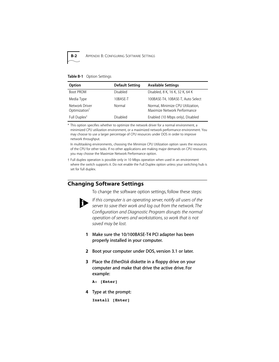 Changing software settings | 3Com 10/100BASE-T4 PCI User Manual | Page 51 / 72