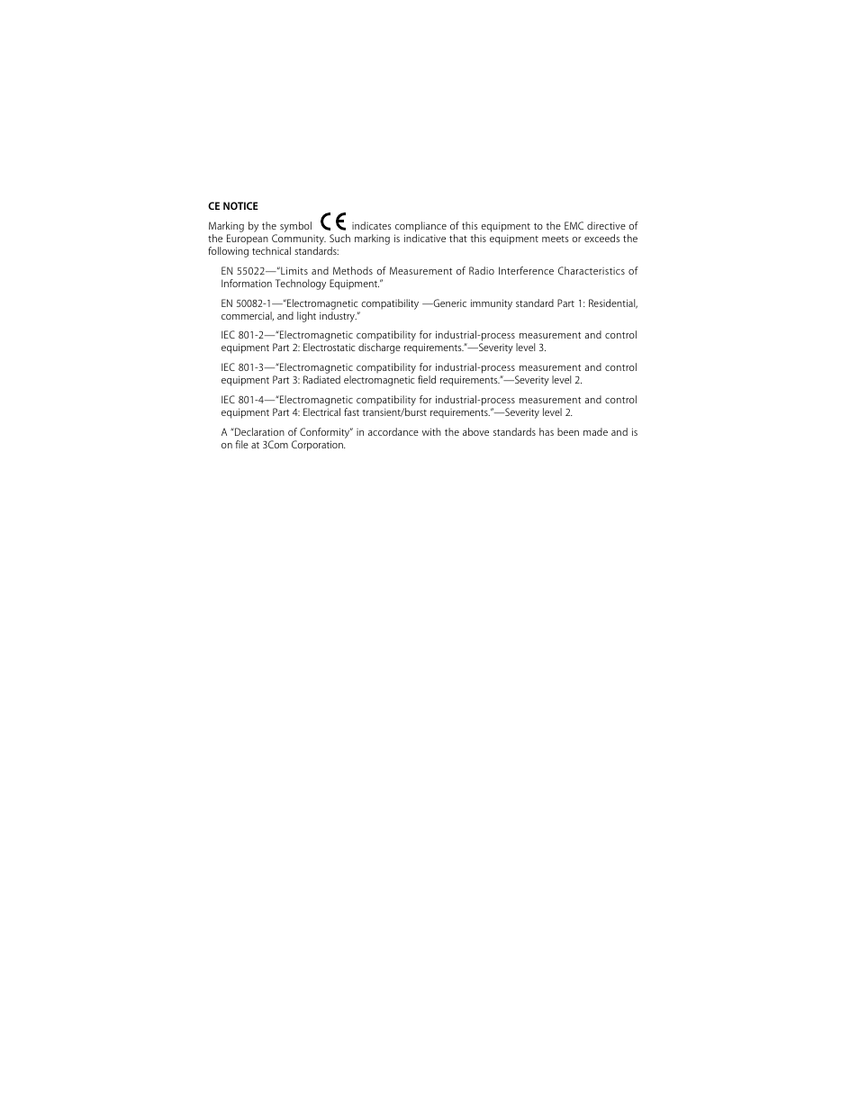 Ce notice, Ce n, Otice | 3Com 10/100BASE-T4 PCI User Manual | Page 72 / 72