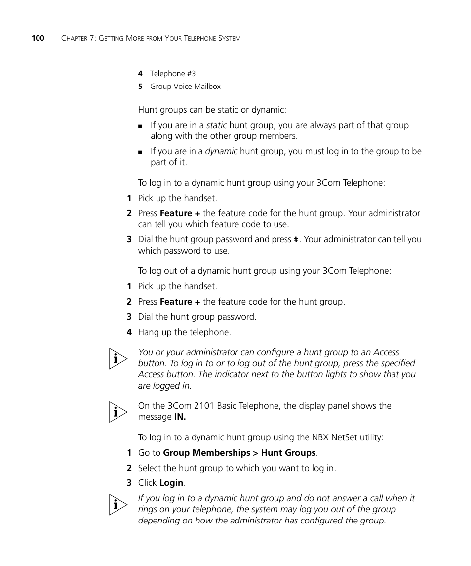 3Com NBX 3101SP User Manual | Page 100 / 154