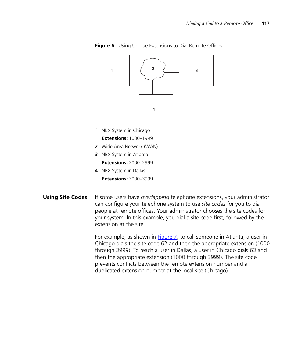 Using site codes, Using site codes 117 | 3Com NBX 3101SP User Manual | Page 117 / 154