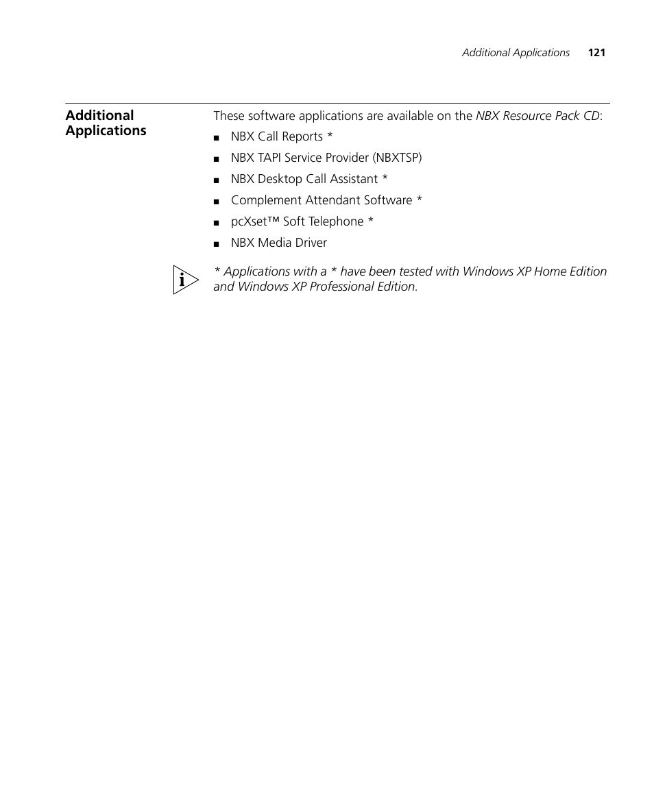 Additional applications, Additional applications 121 | 3Com NBX 3101SP User Manual | Page 121 / 154