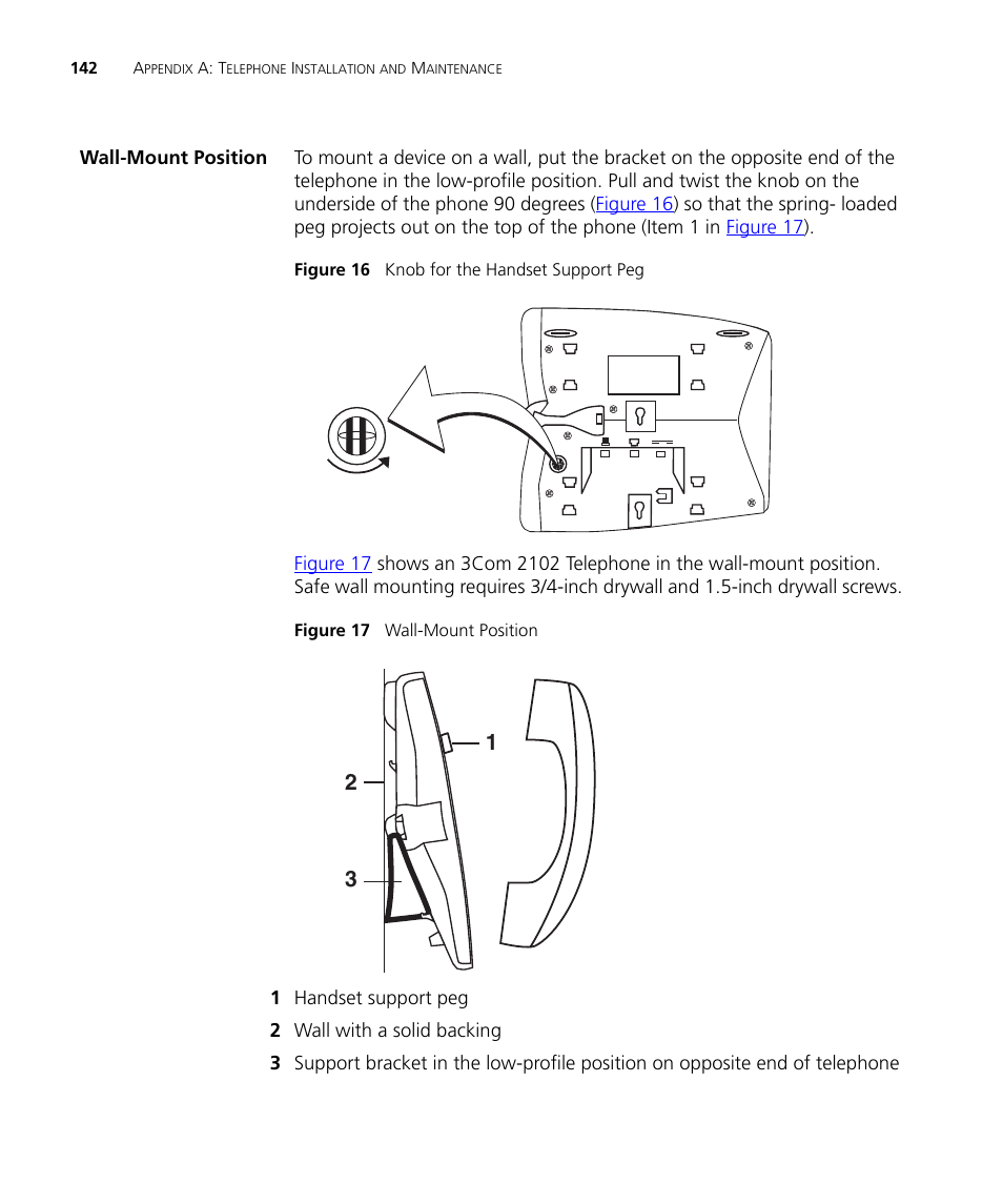 Wall-mount position, Wall-mount position 142 | 3Com NBX 3101SP User Manual | Page 142 / 154