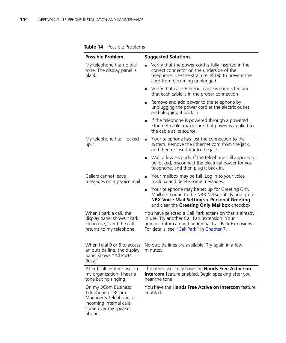 3Com NBX 3101SP User Manual | Page 144 / 154