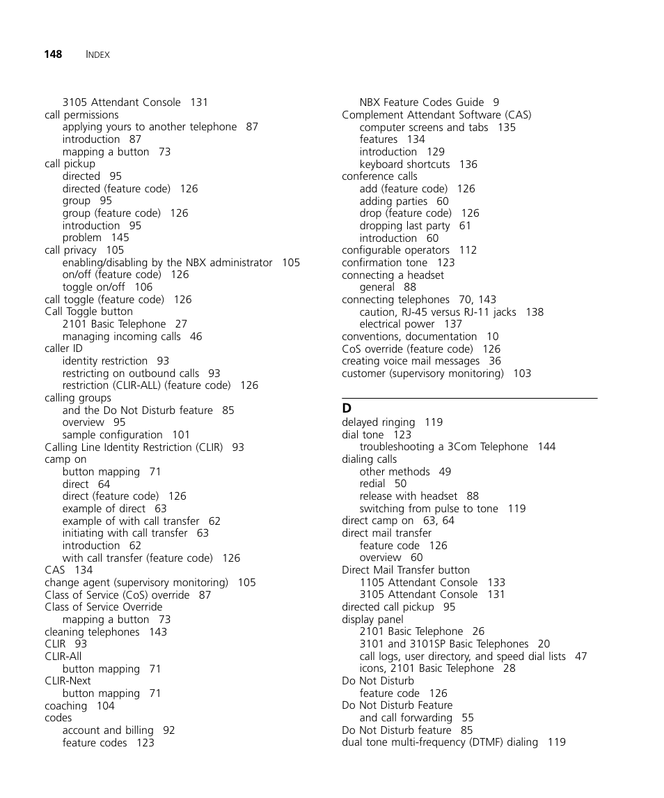 3Com NBX 3101SP User Manual | Page 148 / 154
