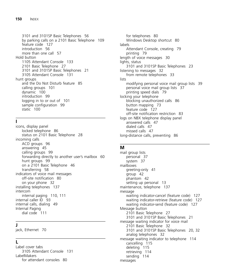 3Com NBX 3101SP User Manual | Page 150 / 154