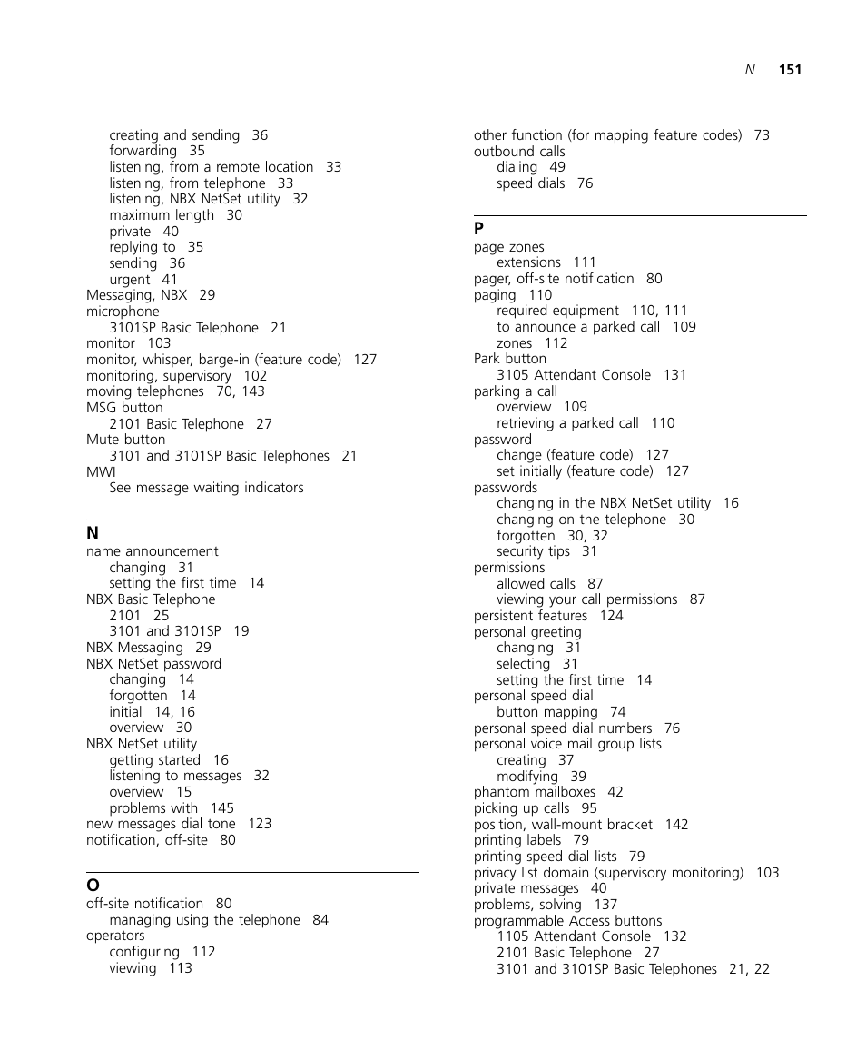 3Com NBX 3101SP User Manual | Page 151 / 154