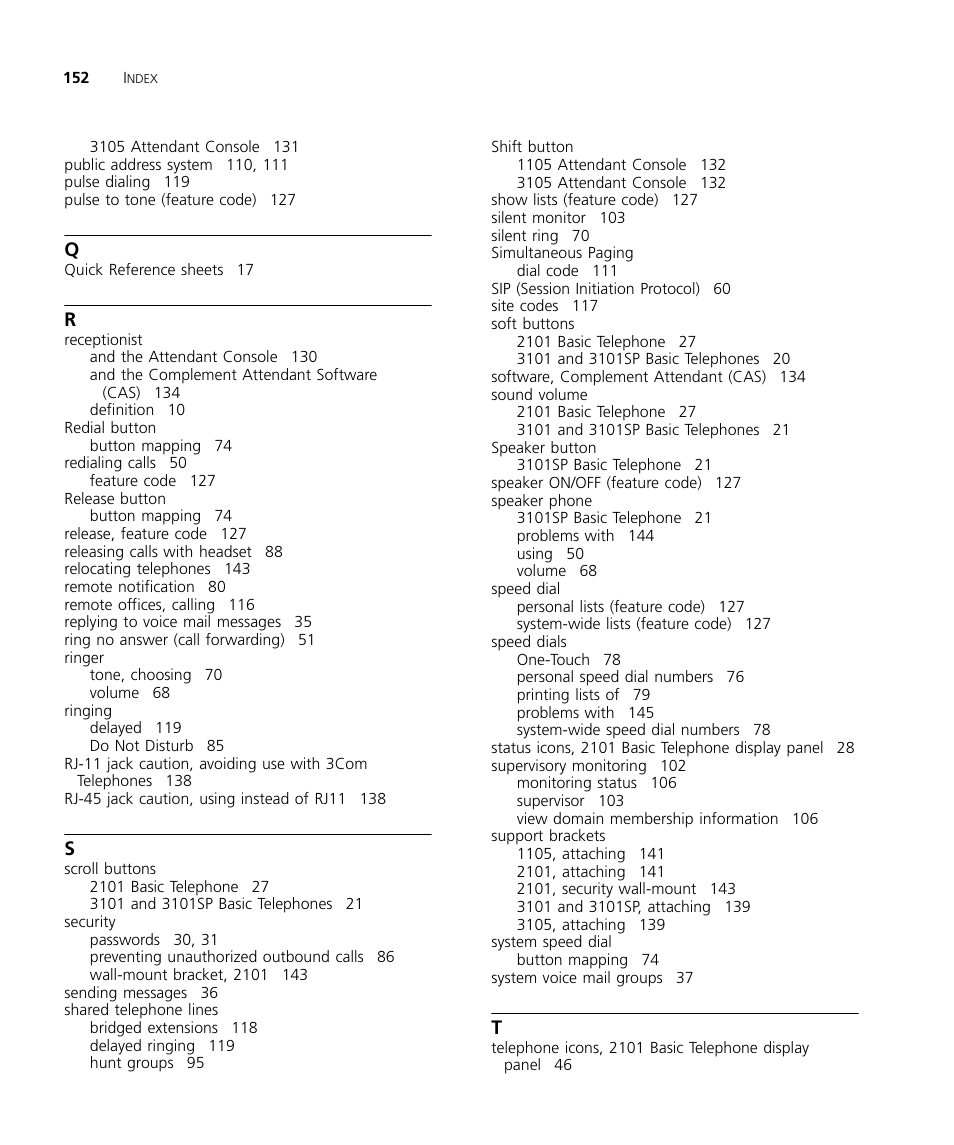 3Com NBX 3101SP User Manual | Page 152 / 154