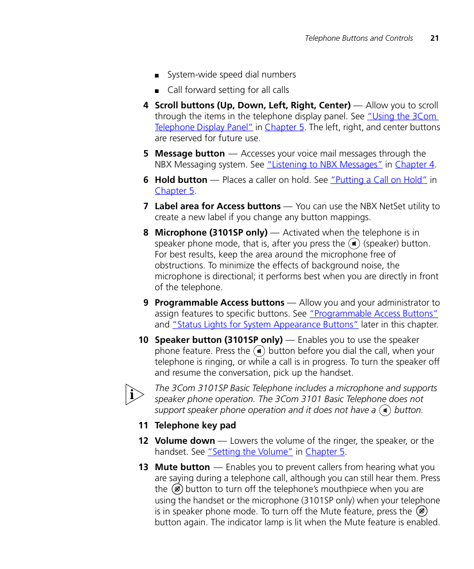 3Com NBX 3101SP User Manual | Page 21 / 154