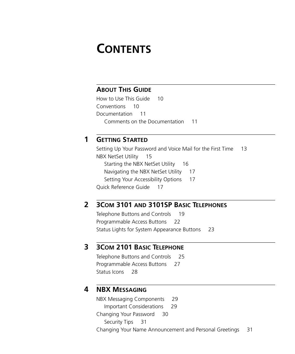 Ontents | 3Com NBX 3101SP User Manual | Page 3 / 154