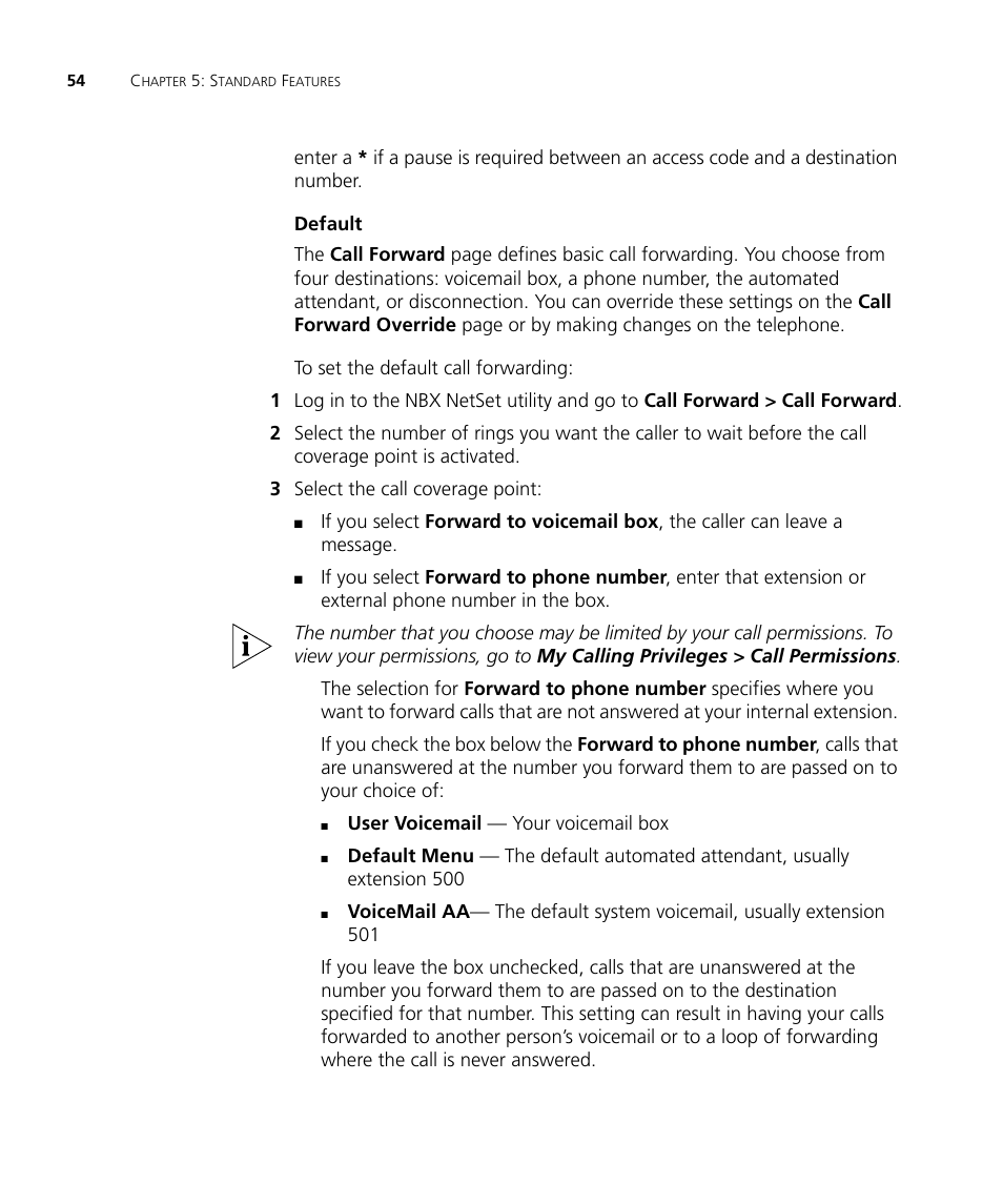 Default | 3Com NBX 3101SP User Manual | Page 54 / 154