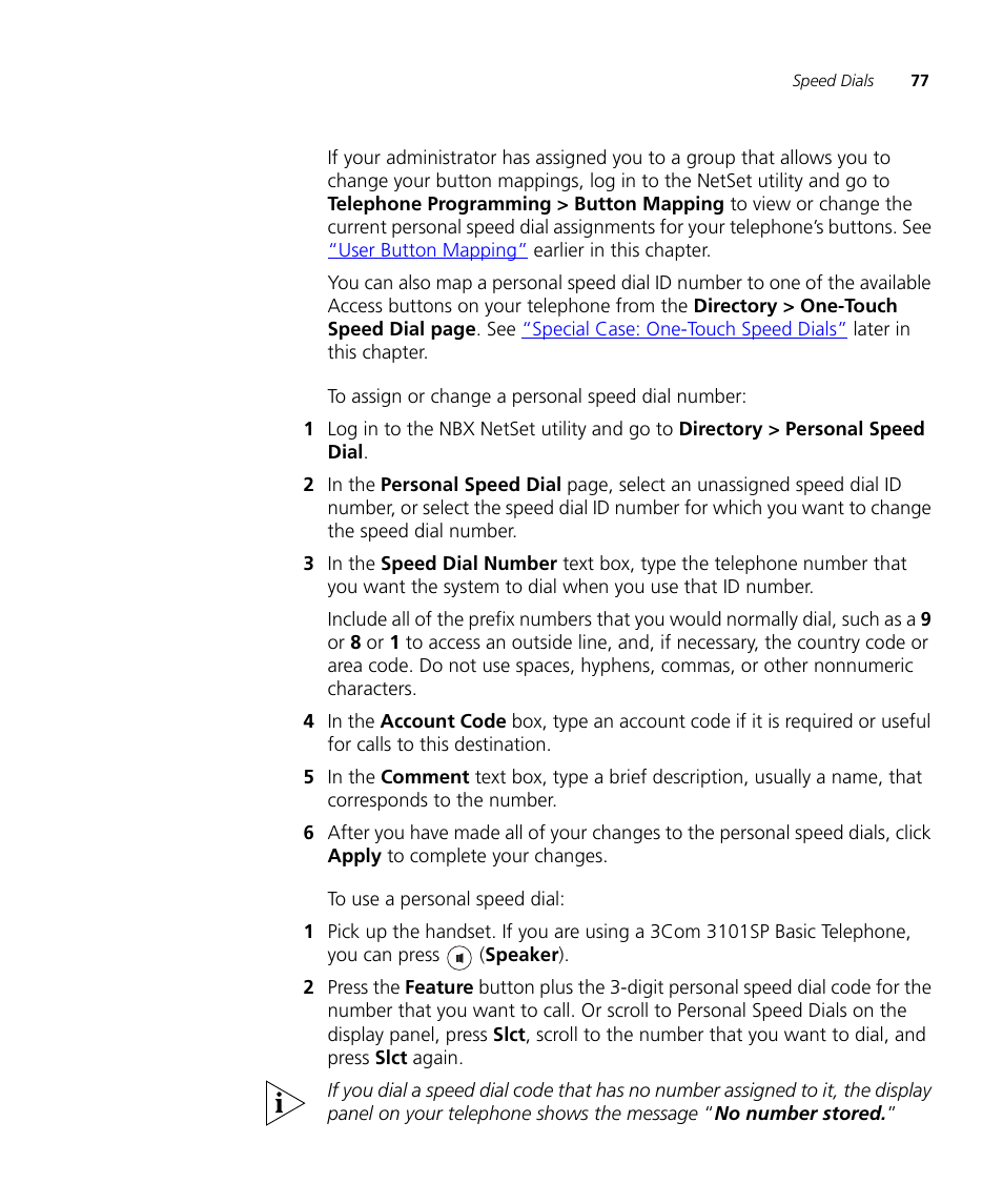 3Com NBX 3101SP User Manual | Page 77 / 154
