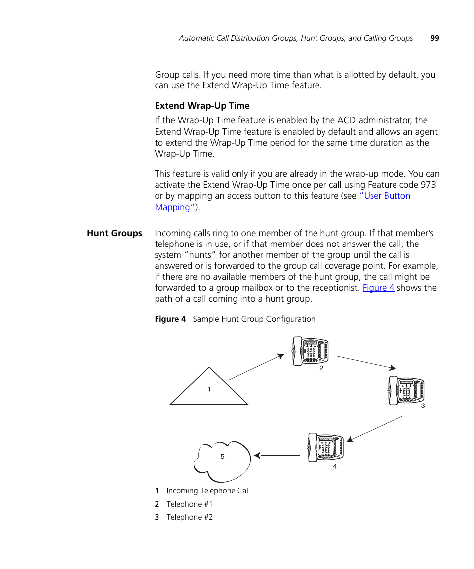 Hunt groups, Hunt groups 99, Extend wrap-up time | 3Com NBX 3101SP User Manual | Page 99 / 154