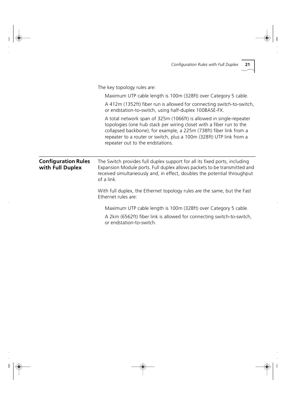 Configuration rules with full duplex | 3Com 3C16951 User Manual | Page 21 / 60
