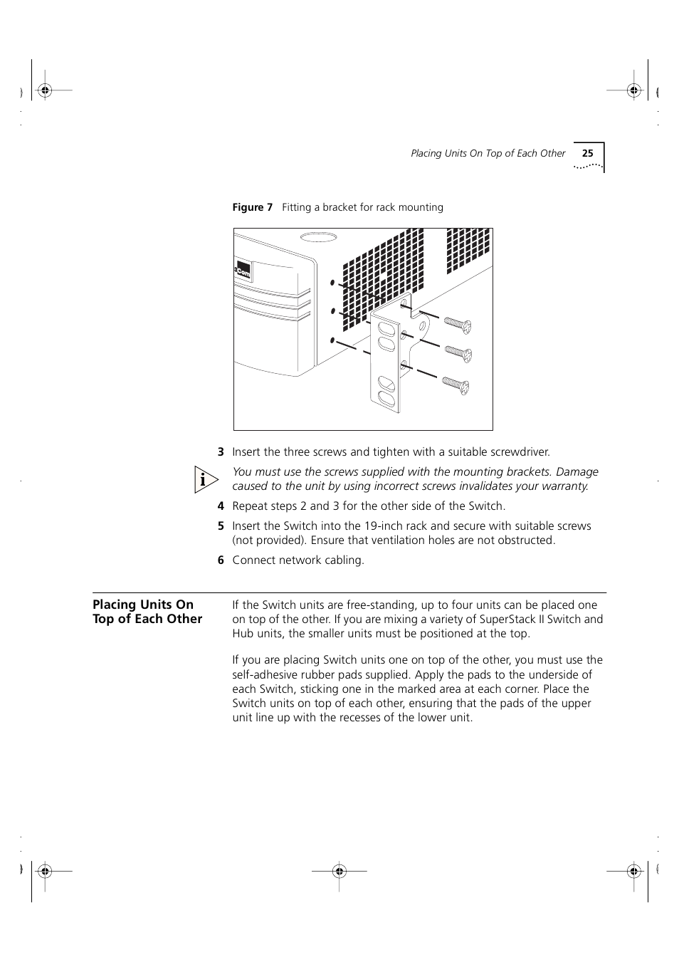 Placing units on top of each other, Figure 7 | 3Com 3C16951 User Manual | Page 25 / 60