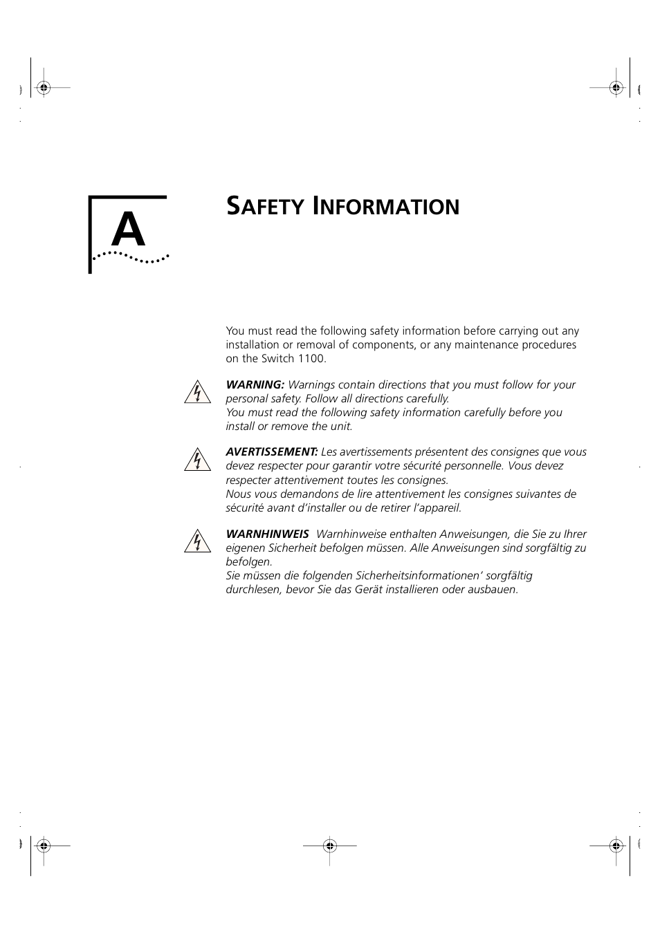 Safety information, Afety, Nformation | Appendix a | 3Com 3C16951 User Manual | Page 33 / 60