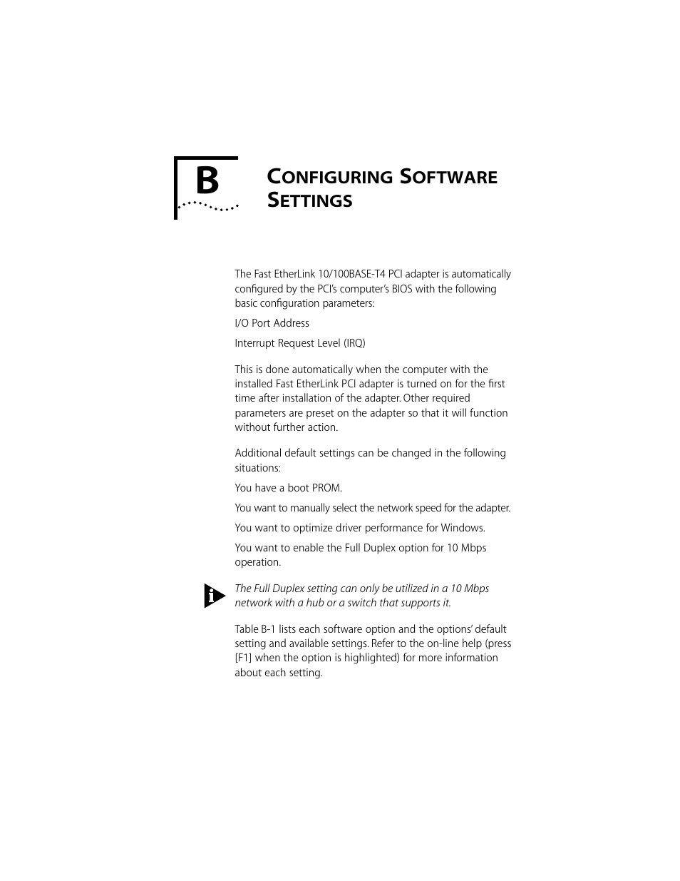 Configuring software settings, Onfiguring, Oftware | Ettings | 3Com 10/100BASE-T4 User Manual | Page 50 / 72