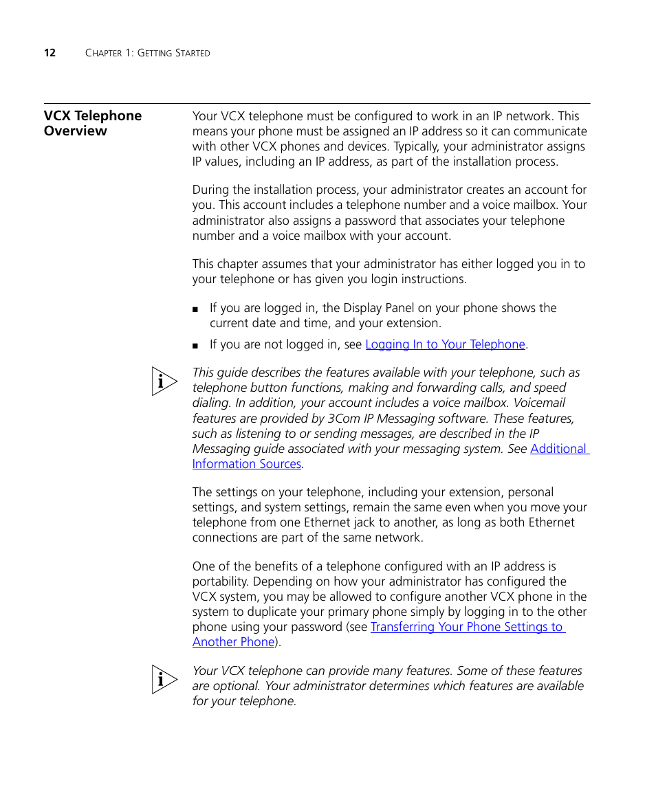 Vcx telephone overview | 3Com V7000 User Manual | Page 12 / 102