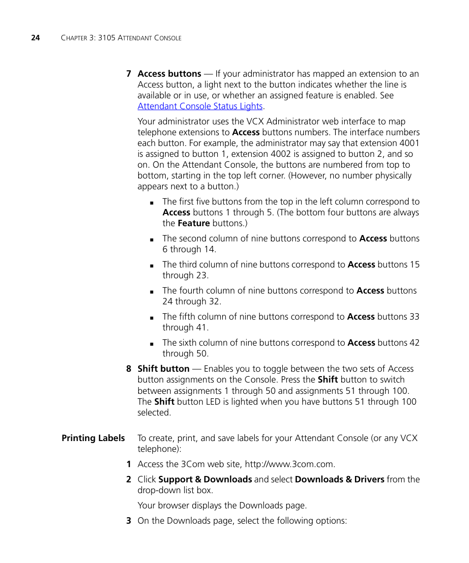 Printing labels, Printing, Labels | 3Com V7000 User Manual | Page 24 / 102
