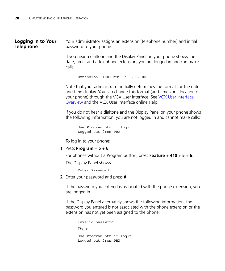 Logging in to your telephone | 3Com V7000 User Manual | Page 28 / 102