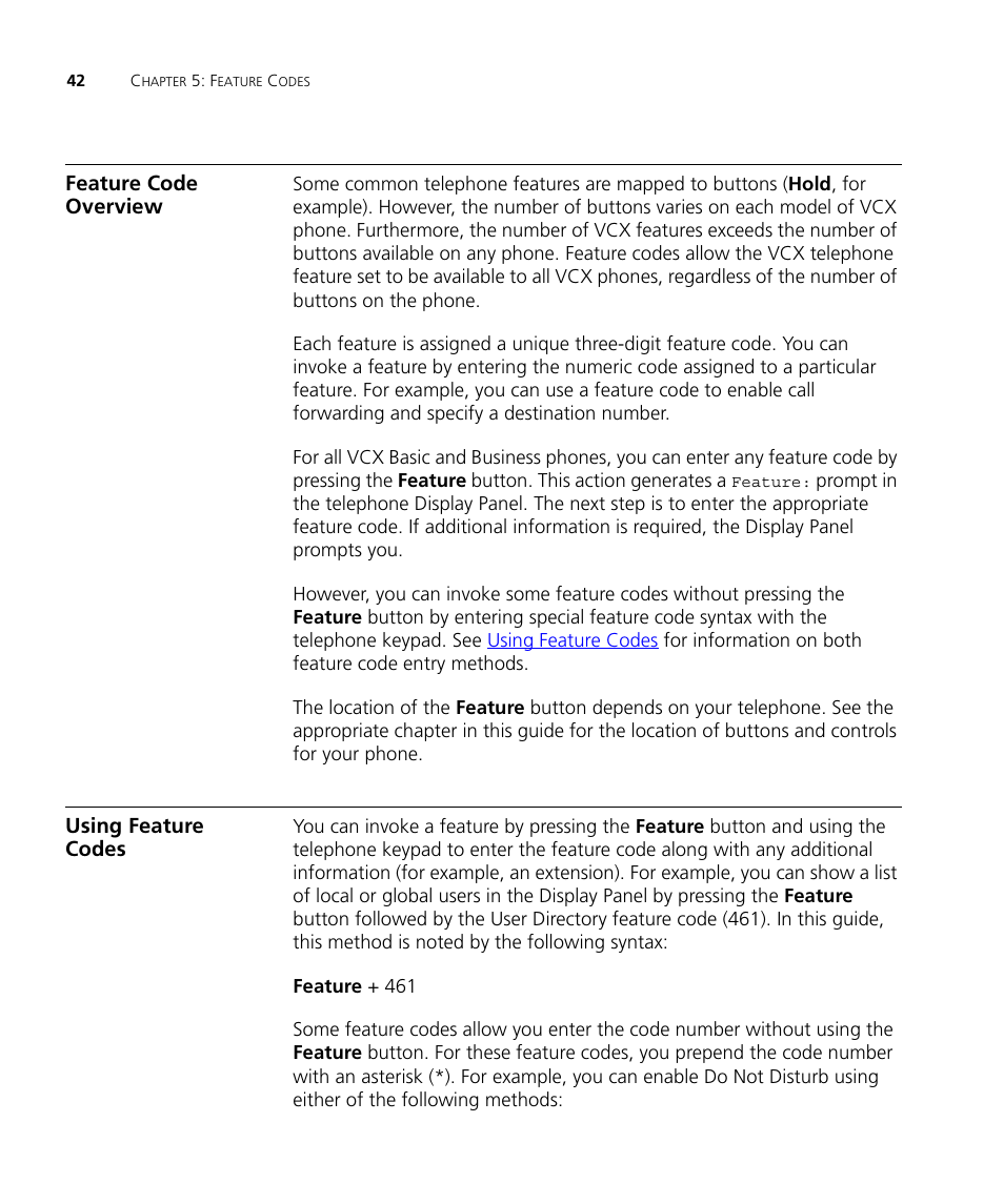 Feature code overview, Using feature codes | 3Com V7000 User Manual | Page 42 / 102