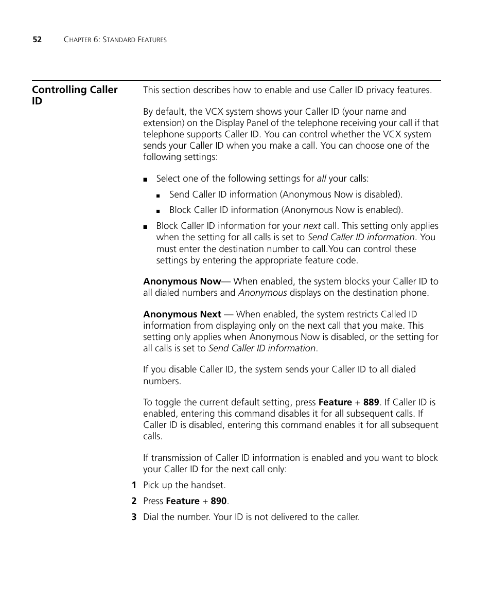 Controlling caller id | 3Com V7000 User Manual | Page 52 / 102
