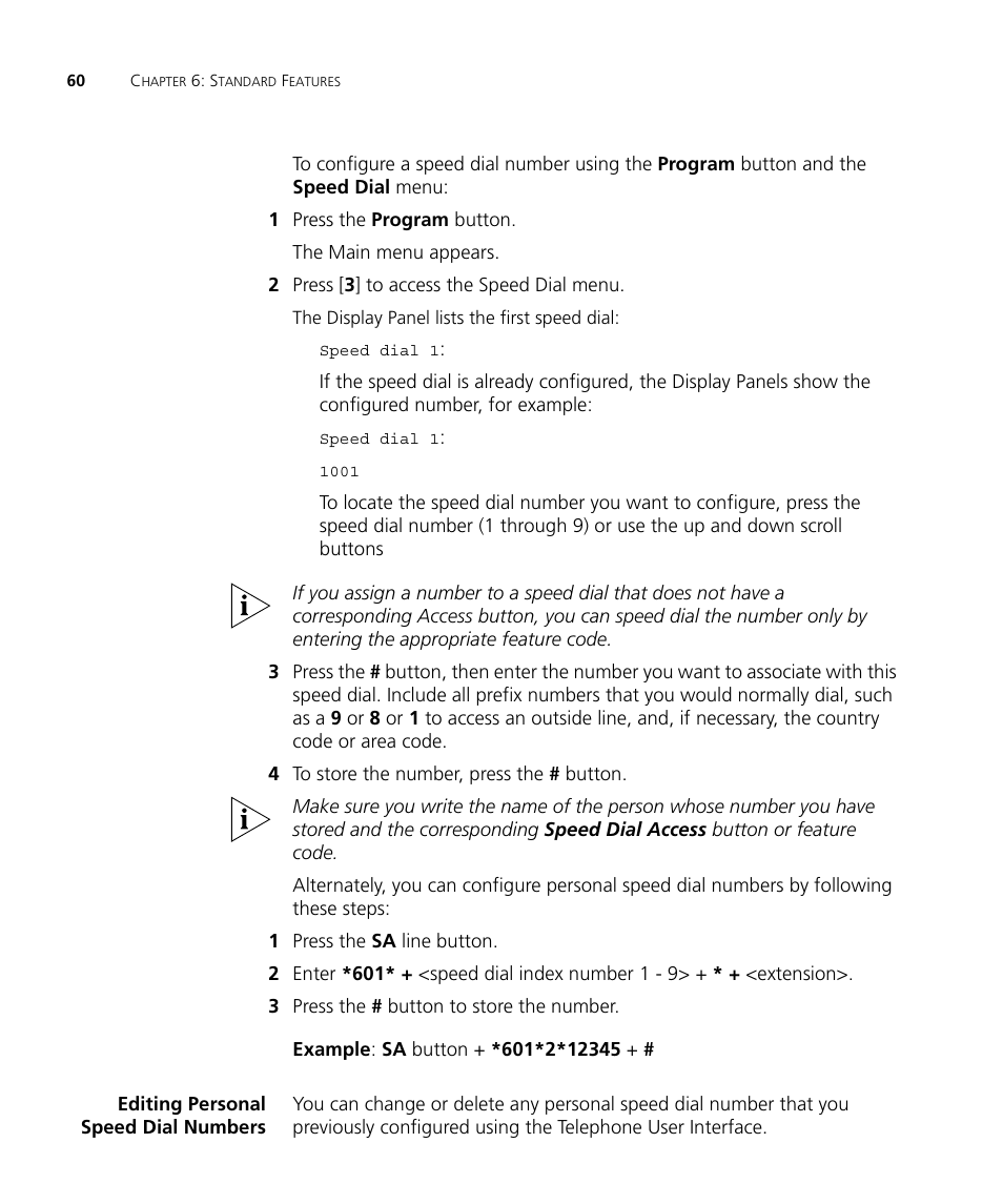 Editing personal speed dial numbers | 3Com V7000 User Manual | Page 60 / 102