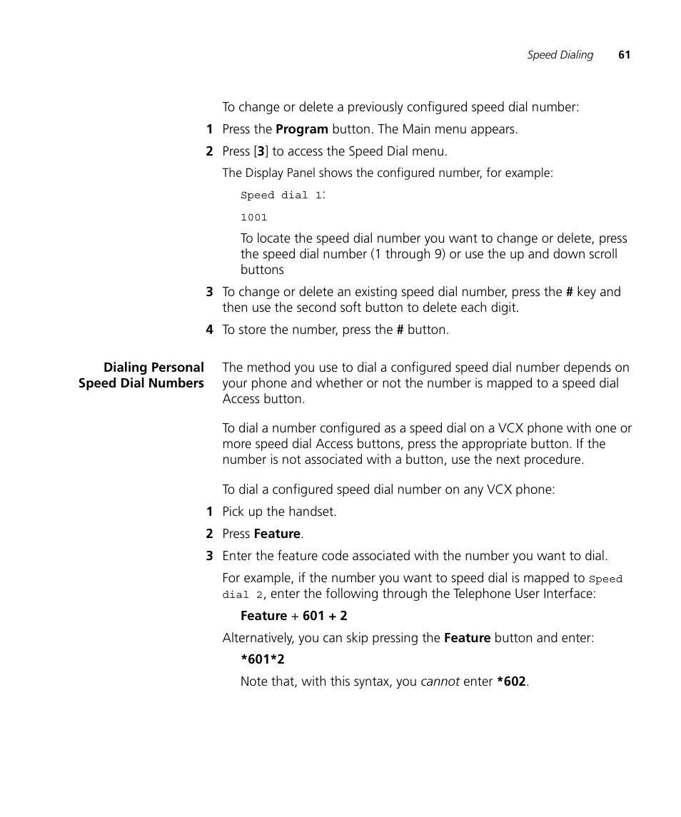 Dialing personal speed dial numbers | 3Com V7000 User Manual | Page 61 / 102