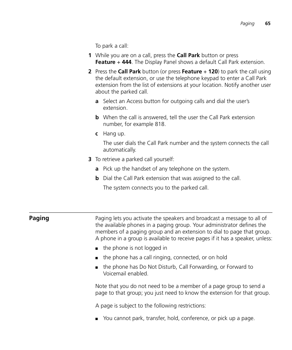 Paging | 3Com V7000 User Manual | Page 65 / 102
