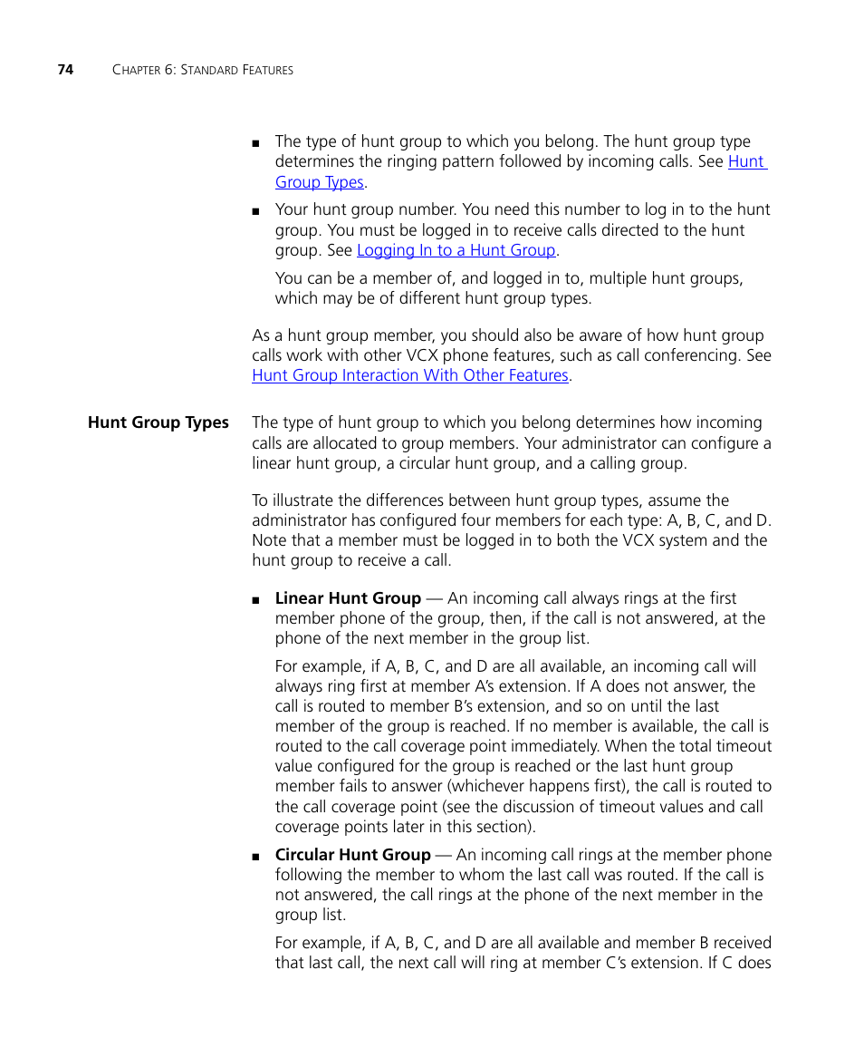 Hunt group types | 3Com V7000 User Manual | Page 74 / 102