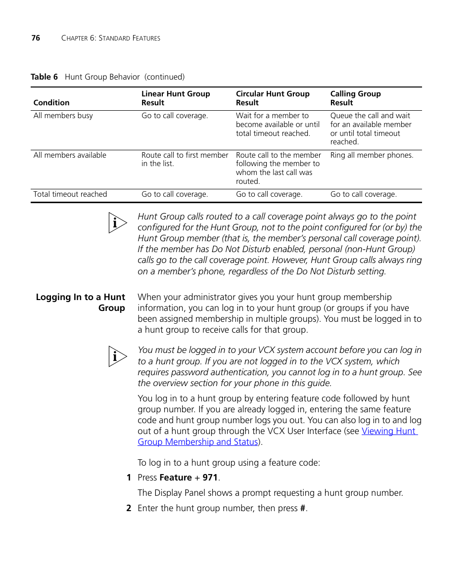 Logging in to a hunt group | 3Com V7000 User Manual | Page 76 / 102