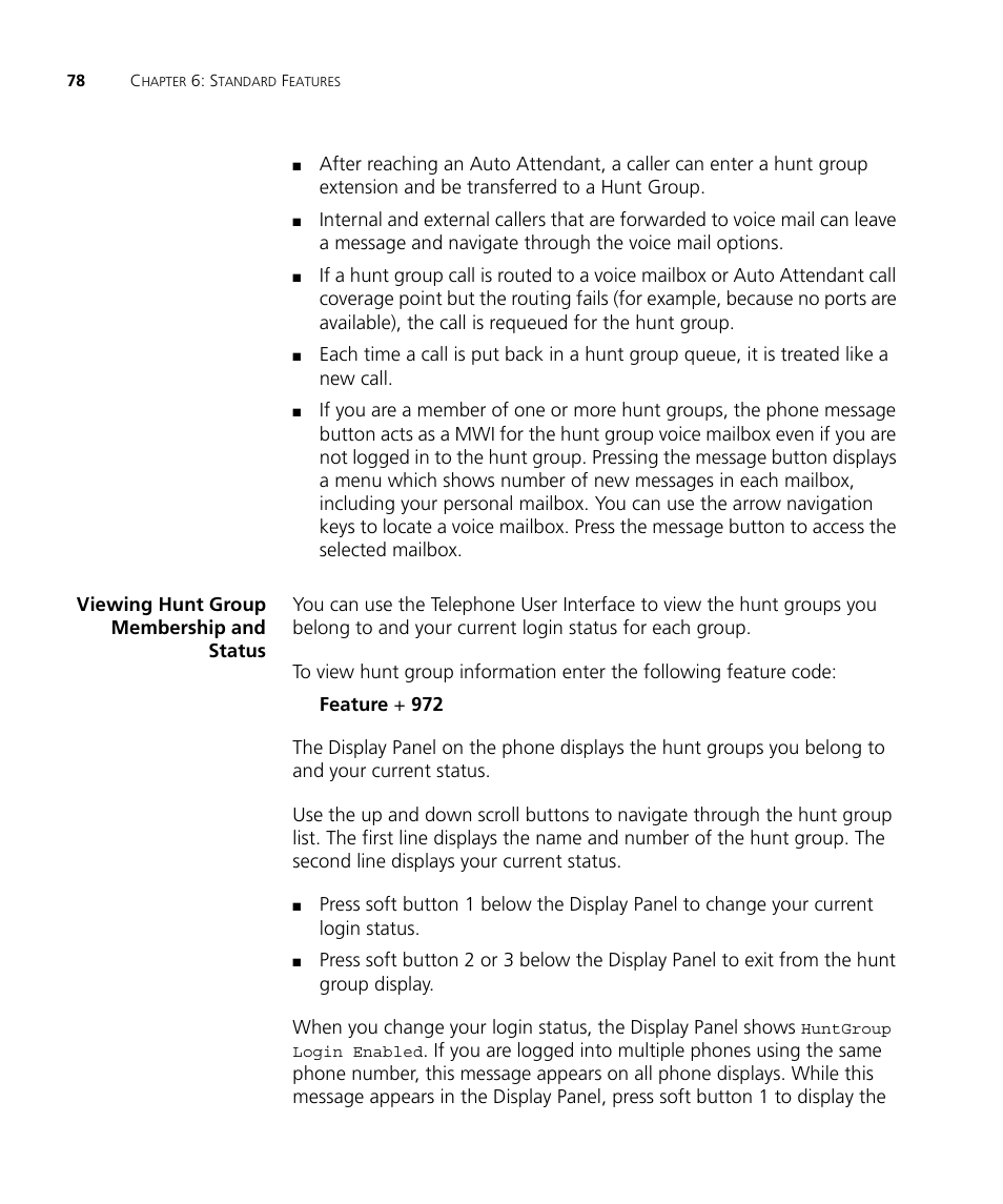 Viewing hunt group membership and status, Viewing hunt group membership and, Status | 3Com V7000 User Manual | Page 78 / 102