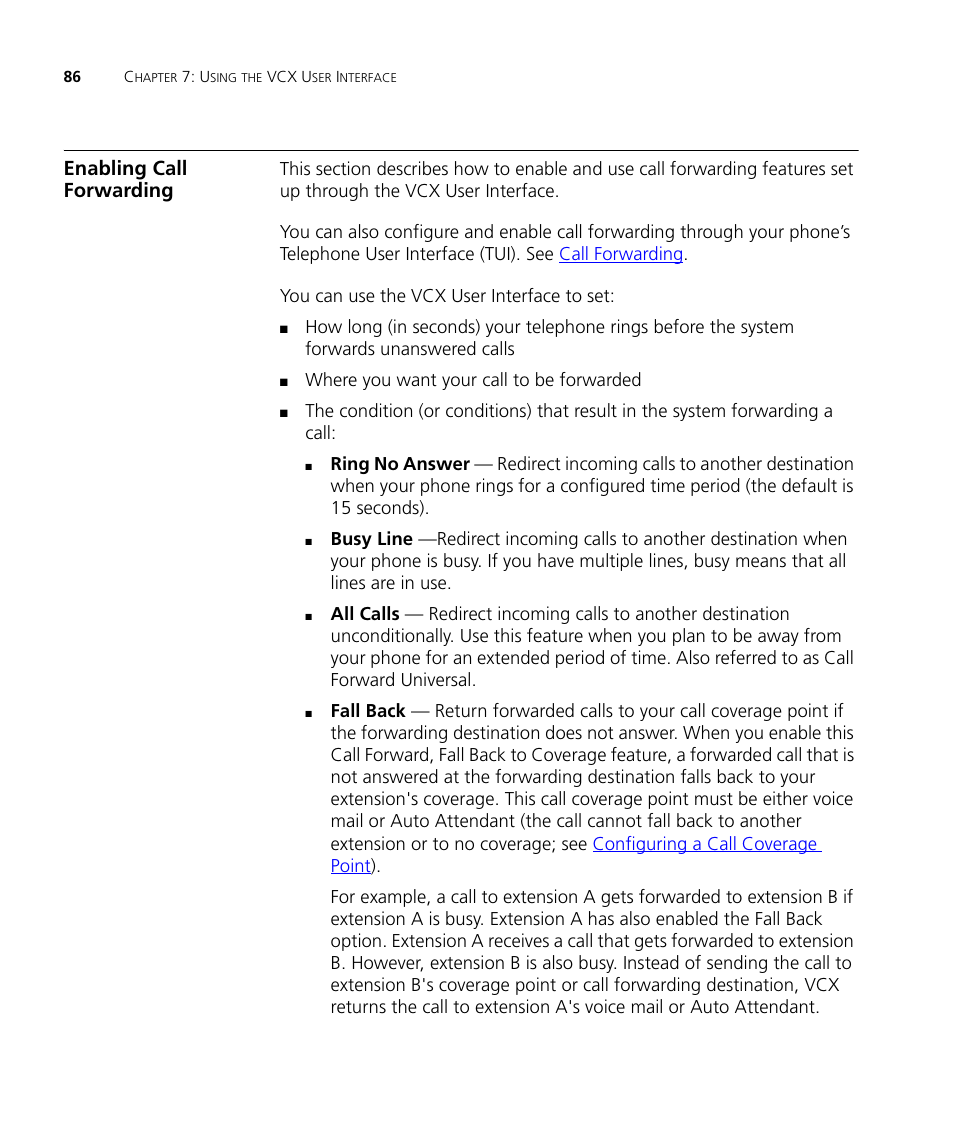 Enabling call forwarding, Enabling, Call forwarding | Enabling call, Forwarding | 3Com V7000 User Manual | Page 86 / 102