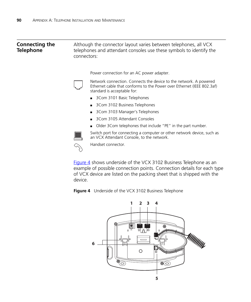 Connecting the telephone | 3Com V7000 User Manual | Page 90 / 102